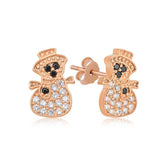 Boucles d'oreilles bonhomme de neige en argent rose pour femme